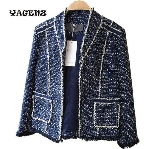 Tweed jacket wool jacket coat black for women 2019 new Female Jackets spring autumn fashion Slim Females Short paragraph Jackets
