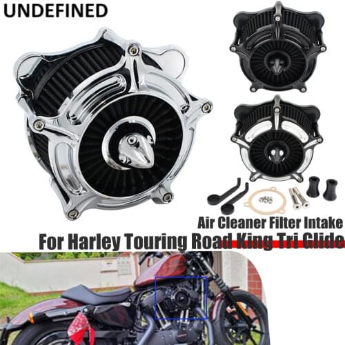 For Harley Touring Road King Street Glide Ultra Softail Dyna Motorcycle Air Filter CNC Turbine Air Cleaner Intake Filter 08-17