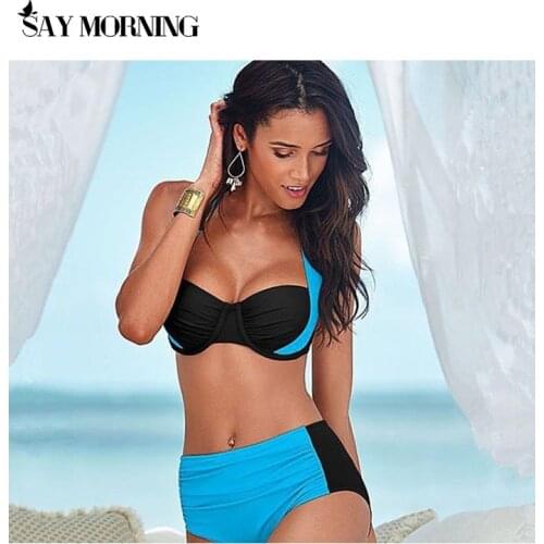 SAY MORNING Swimsuit Multi-Color Cross Split Color Matching Sexy S-3XL Size Womens Swimwear 2021 New Bikini Set Bathing Suits