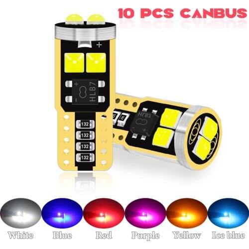 10PCS T10 W5W WY5W 2825 Super Bright LED Canbus No Error Car Interior Reading Dome Lights Auto Parking Lamp Wedge Tail Side Bulb