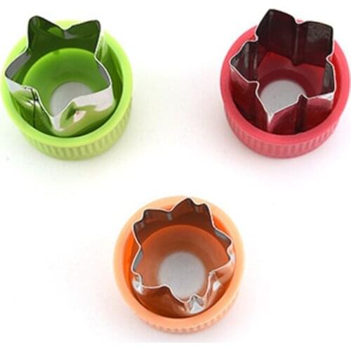 3pcs/set Portable Star Flower Shape Stainless Steel Fruit Vegetable Cutter Plastic Handle Kitchen Gadgets WB1476
