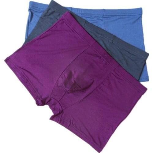 3 Pieces Boxer Men Underwear Bamboo Fiber Soft comfortable Good Elasticity Plus Size Shorts boxers Pants Underwears Blue Purple
