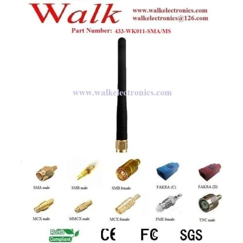 433MHz Antenna: 433MHz rubber antenna, SMA male straight