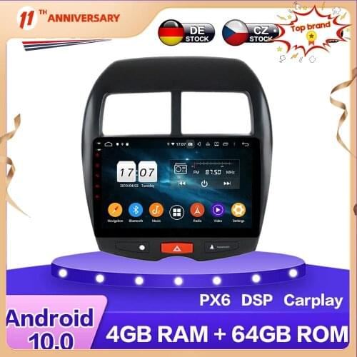 For Mitsubishi ASX 2011 - 2015 Android 10.0 PX6 Car HD Multimedia DVD Player 4+64GB Auto GPS Navigation Stereo radio DSP Carplay