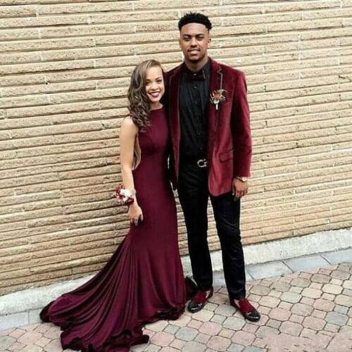 Velvet Smoking Jacket Men Suits for Wedding Groom Tuxedo Costume Homme Prom Party 2 Pieces Slim Fit Trajes de hombre Groomsmen