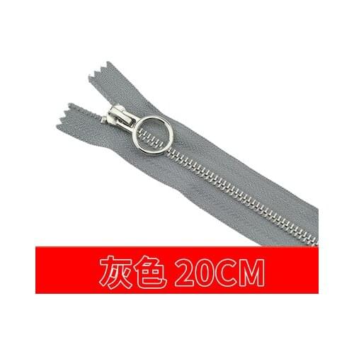 Free shipping 10pcs/lot 20cm grey zipper 5# Metal zipper Round zipper head clothing trousers zipper accessories