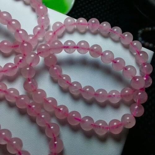 Free Shipping Natural Crystal Bracelet Rose Quartz Madagascar Beads AAA 8mm