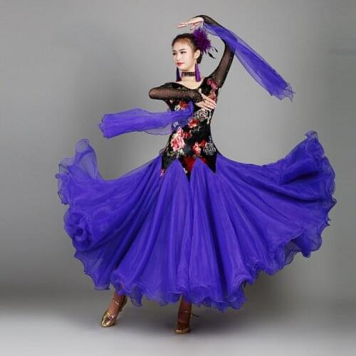More Colors Women Ballroom Dance Dress Long Sleeve Performance Stage Modern Jazz Waltz Tango Foxtrot Dresses For Dancing DWY2191
