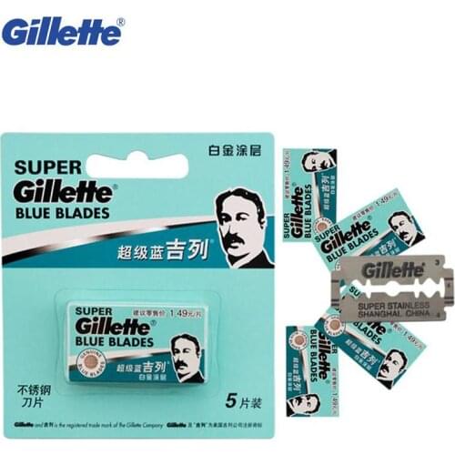 Gillette Super Blue Shaving Razor Blades For Men Stainless Steel 5 Blades Double Edge Shaver Blades Heads