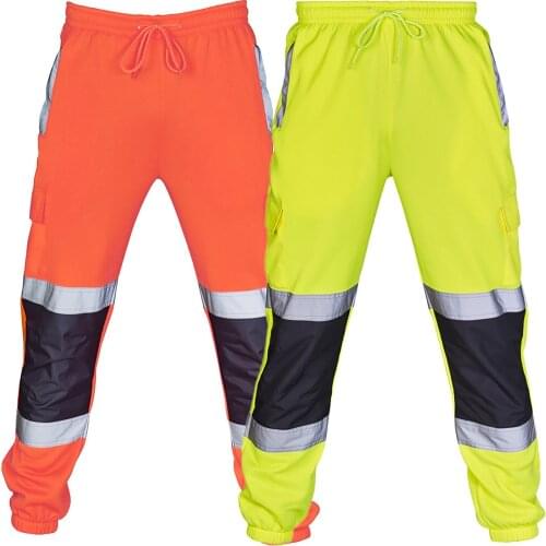 Road Work Pants Men High Visibility Overalls Casual Pocket Work Casual Reflective Trouser Overalls Pants Men Moletom Masculino