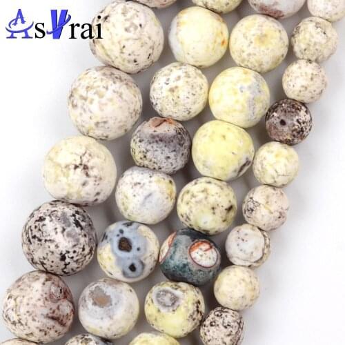 6 8 10mm Natural Stone Beads Retro White Brown Dzi Agates Round Loose Spacer Beads For Jewelry Making DIY Bracelet Necklace​ 15"