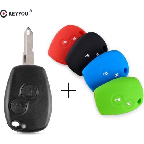 KEYYOU 2 Button Car Remote Key Case Shell Fob For Renault Duster Clio DACIA 3 Twingo Logan Sandero Modus With NE72 Uncut Blade