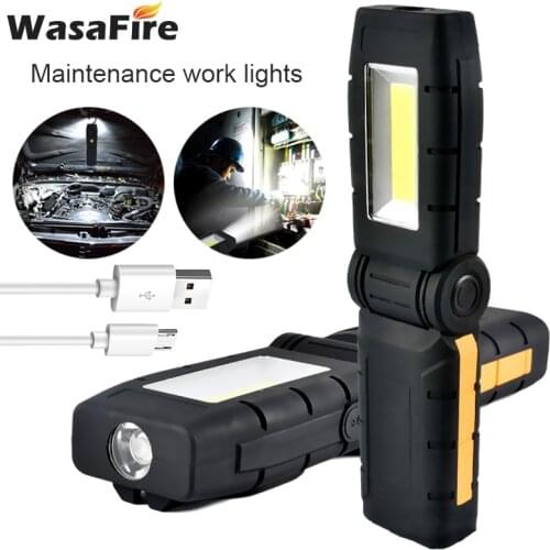 COB LED Flashlight Torch Handy Lamp Portable Spotlight USB Rechargeable Work Light Camping Emergency Lamps With Magnet Hook