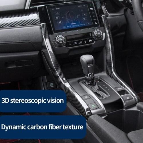 Car Interior Carbon Fiber Central Control Decorative Stickers Modified Accessories Supplies for Honda Civic 10th 2016-2020