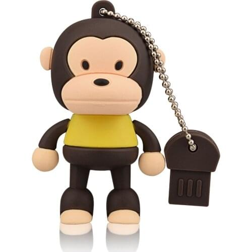J-boxing Brown 64GB USB Flash Drive Funny Monkey Design Pendrive Memory Stick Women 16G 32GB Thumb Drive for Computer Mac Tablet