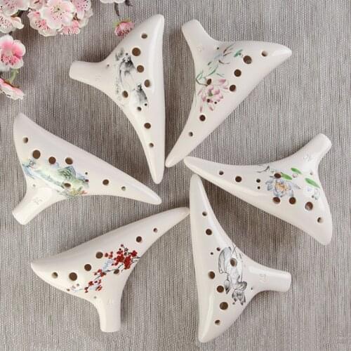 12 Hole Ocarina of Time Ceramic Top Quality Alto C Flute 6 pattern Ocarina Flute Wind Orff 13 degrees FLU09