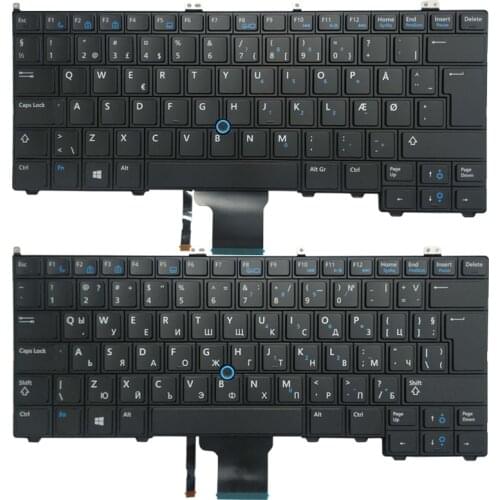 New Denmark DM/Bulgrian BG Laptop Keyboard For Dell Latitude E7440 E7240 Black RU Keyboard no backlit With pointing stick