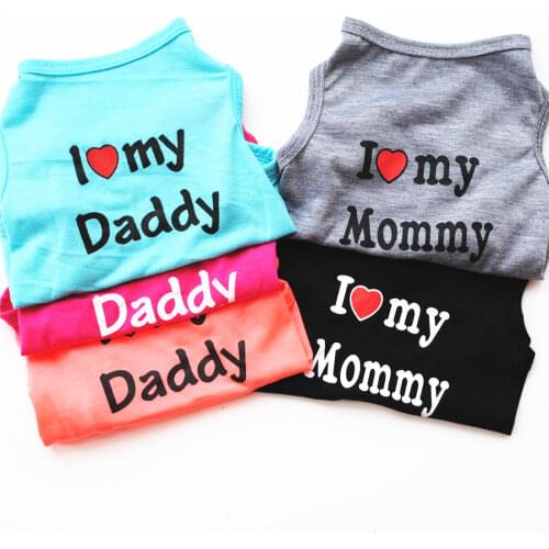 2021 Fashion Dog Clothes for Small Dogs Spring Dog Vest Shirt Clothes Pet Cat Puppy I Love My Mommy Dog Shirt