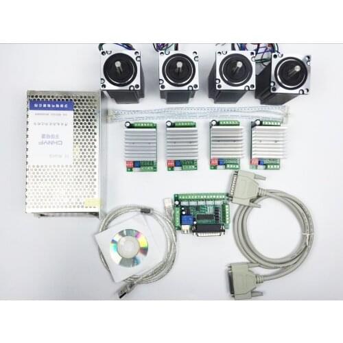 CNC Router Kit 4 Axis, 4pcs TB6600 4.5A stepper motor driver +4pcs Nema23 312 Oz-in motor+ 5 axis interface board+ power supply