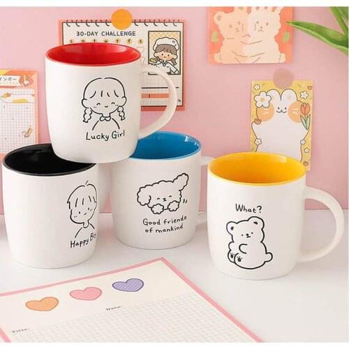 Milk Coffee Mugs Cute Cartoon Ceramic Water Cup Couple Creative Style Breakfast Cup Juice Drink Mug Gift For Friends Home Office