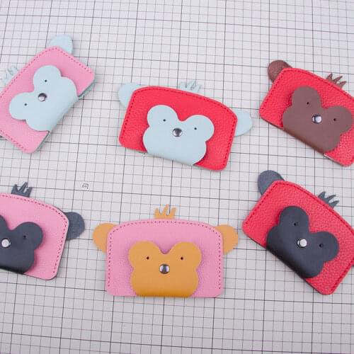 Cow Leather Cartoon Monkey DIY Material Set for Wallet Coin Purse Sewing