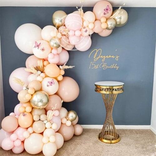 117pcs Macaron Pink Balloons Kit Skin Color Latex Garland Butterfly Arch Wedding Baby Shower Birthyday Party Background Decor