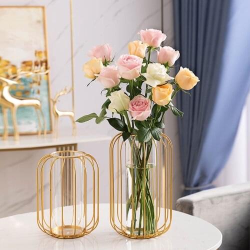 Tabletop Vase Living Room Flowers Decor Nordic Hydroponic Glass Vase Lantern Water Storage Vase Light Luxury Home Decoration