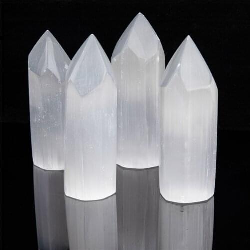 Natural Gypsum Crystal Wand Plaster Crafts Mineral for Home Decoration