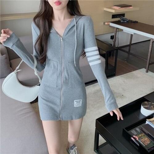 2021 New Brand Mini Dress Bodycon Sexy Dresses For Women 2021 Y2k Gothic Hoodies Clothes Korea Fashion Kawaii Casual Long Sleeve