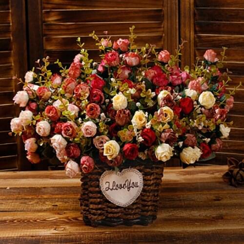 32cm New Arrivals Artificial Flowers 21 Head European Style Fake Roses Artificial Bouquet Flower for Party Decoration