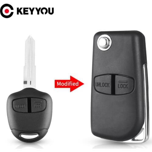 KEYYOU 3 Buttons Filp Modified Remote Car Key Case Shell For Mitsubishi Lancer ASX Grandis Evolution Outlander Right/left Blade