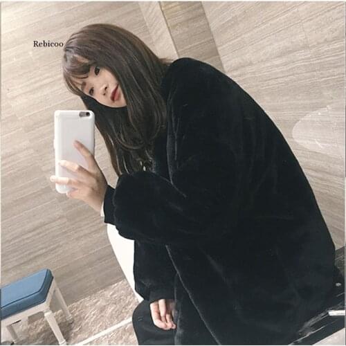 Faux fur coat New Mink Fur Coat Winter Women Rabbit hair Thick Warm Long Genuine Natural Fur Coats Plus Size Cardigan