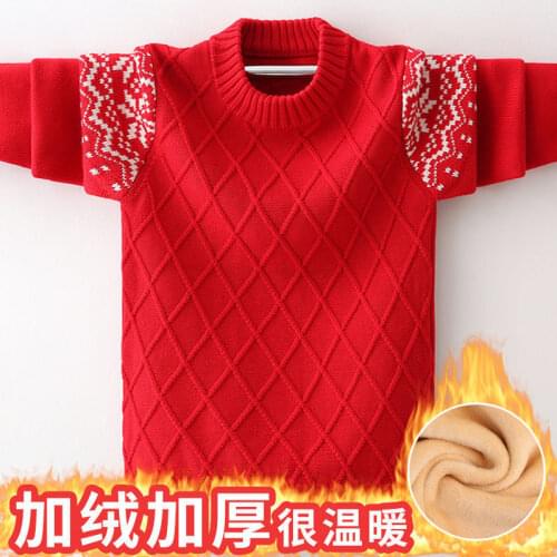 INS HOT Childrens sweater diamond snowflake 5-15 years boys warm sweaters pure cotton childrens winter knit sweater 7 colors