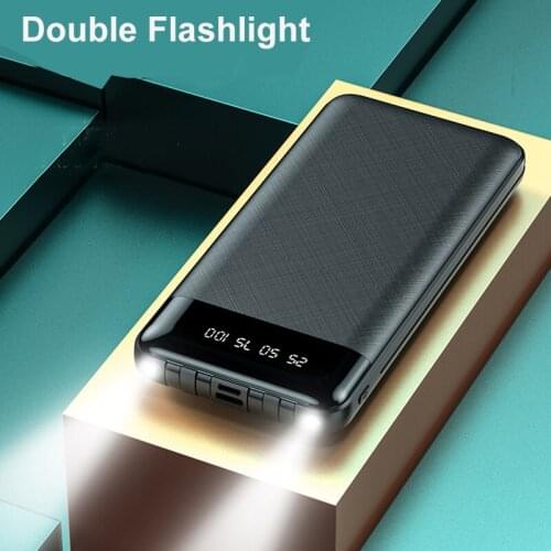 10000mAh Portable Power Bank With USB TYPE-C Cable Double USB OUTPUT Flashlight For iPhone 12 11 Pro Max Samsung Xiaomi Power