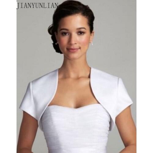 Custom Made Sexy Short Sleeves Satin Wedding Jackets Bridal Wrap