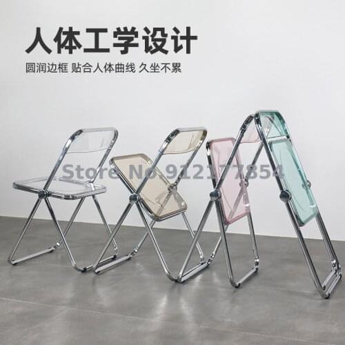 Net Red Photo Transparent Chair Clothing Store Backrest Folding Acrylic Plastic Crystal Chair Makeup Table And Chair Ins Wind