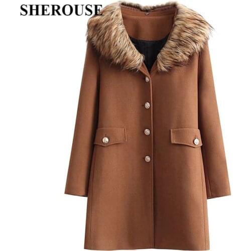 Женские пальто с воротником Sherouse China At AliExpress