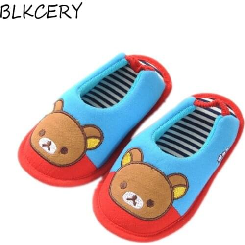 Fashion Toddler Girls Slippers for Baby Boy Slippers Plush Warm Cartoon Bear Bunny Children Home Shoes Little Kid House Footwear