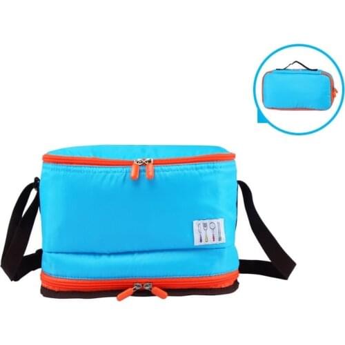 Foldable Double Layer Thermal Bag Waterproof Beach Cooler Camping Food Bottle Ice Pack Small Thermo Insulated Bags