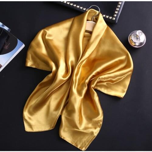 2020 Women Satin Scarf Solid Large Square Scarfs for Female Luxury Brand Thin Hijab Smooth Headband Lady Pashmina Shawls