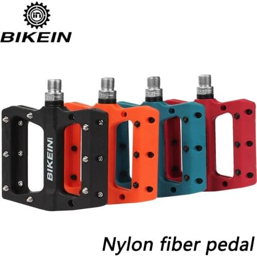 BIKEIN MTB bicycle Pedal ultraligh Nylon Fiber flat 9/16 inch Bearing Pedals For Mountain Bike BMX Road Bicycle Accessories 357g