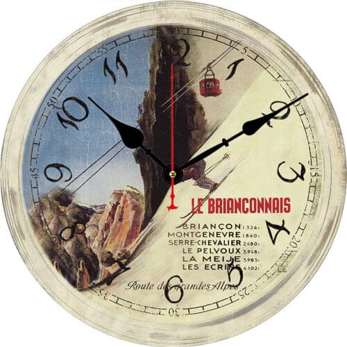 Vintage Farmhouse Man Downhill Alpine Slalom Skier Snow Skiing Wall Clock Creative Mordern 16 Inch Large Silent Kitchen Clock