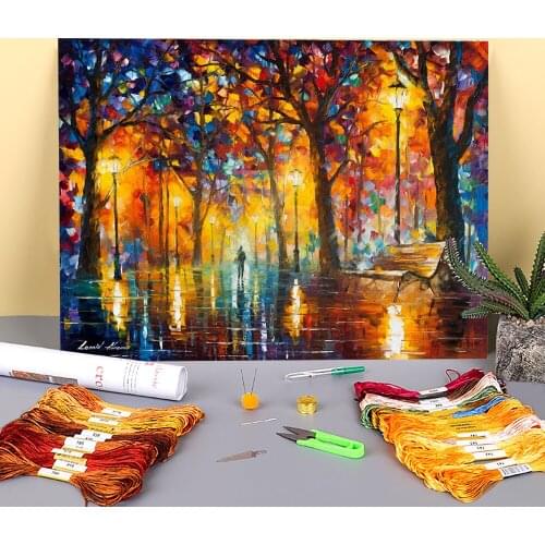 Bench Patience Pre-Printed 11CT Cross Stitch Patterns DIY Embroidery DMC Threads Handmade Knitting Handiwork Handicraft Gift