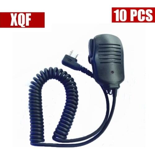 XQF 10PCS 2 PIN Handheld Speaker Mic for ICOM IC-V8 Uniden Black IC-02 Radio Walkie Talkie