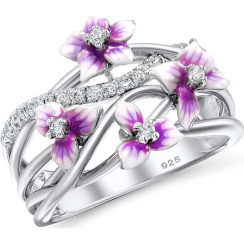 YOUHAOCC New style exquisite violet flower ring zircon geometric line ring fashion ladies party ring elegant jewelry accessories