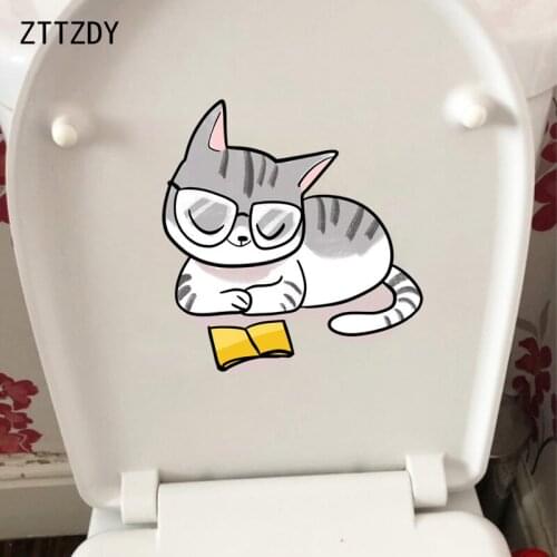 ZTTZDY 21.5*22.6CM Cartoon Fun Cat BedRoom Home Decor Wall Sticker Toilet Decal T3-0262