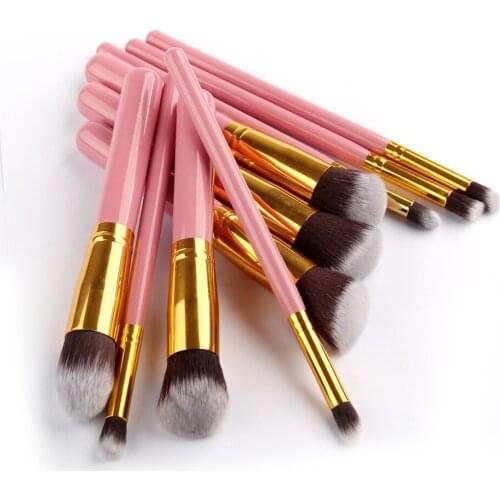 10Pcs Brushes Fashion Portable Multifunctional Soft Brush Set 3.5CM Wood Makeup Tool Total Length 13CM Makeup Brushes T0648