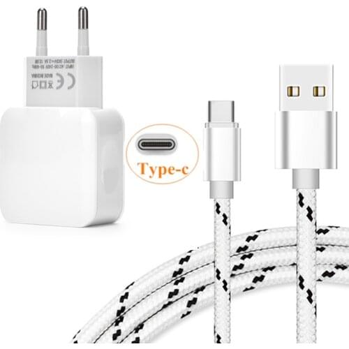 2 USB EU fast Wall plug Adapter + 1m type c data Charger For Huawei honor 8 9 view 10 P20 Lite Xiaomi Mi 6 8 9 a1 max 2 3 Phone