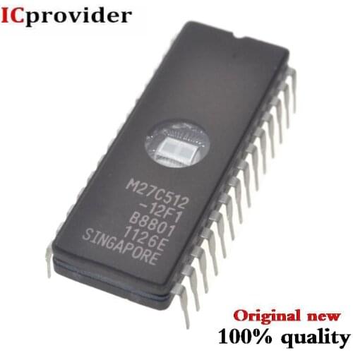 20pcs/lot M27C512-12F1 27C512 EPROM UV 512KBIT 120NS DIP-28 IC best quality