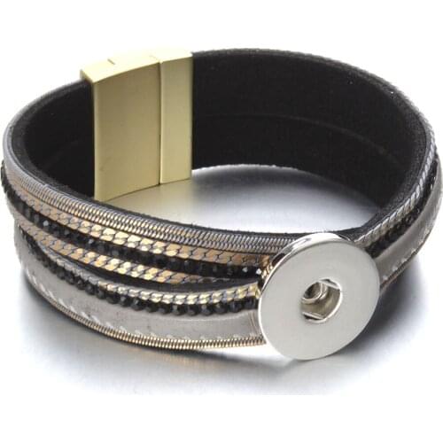2019 New Snap Button Jewelry Vintage Leather Snap Bracelet Fit 18mm Snap Buttons Bohemia Magnet Leather Bracelets